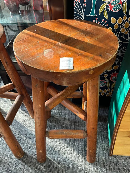 Pair of Cedar Log Bar Stools