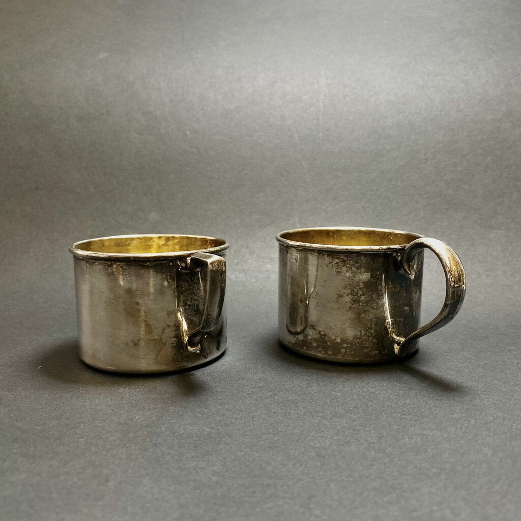 Vintage Pair of Oneida Silver Plated Small Mugs; Baby Cup /bh