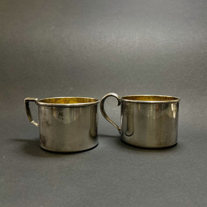 Vintage Pair of Oneida Silver Plated Small Mugs; Baby Cup /bh