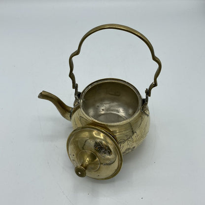 Brass Tea Pot with Etched Floral Pattern /bh