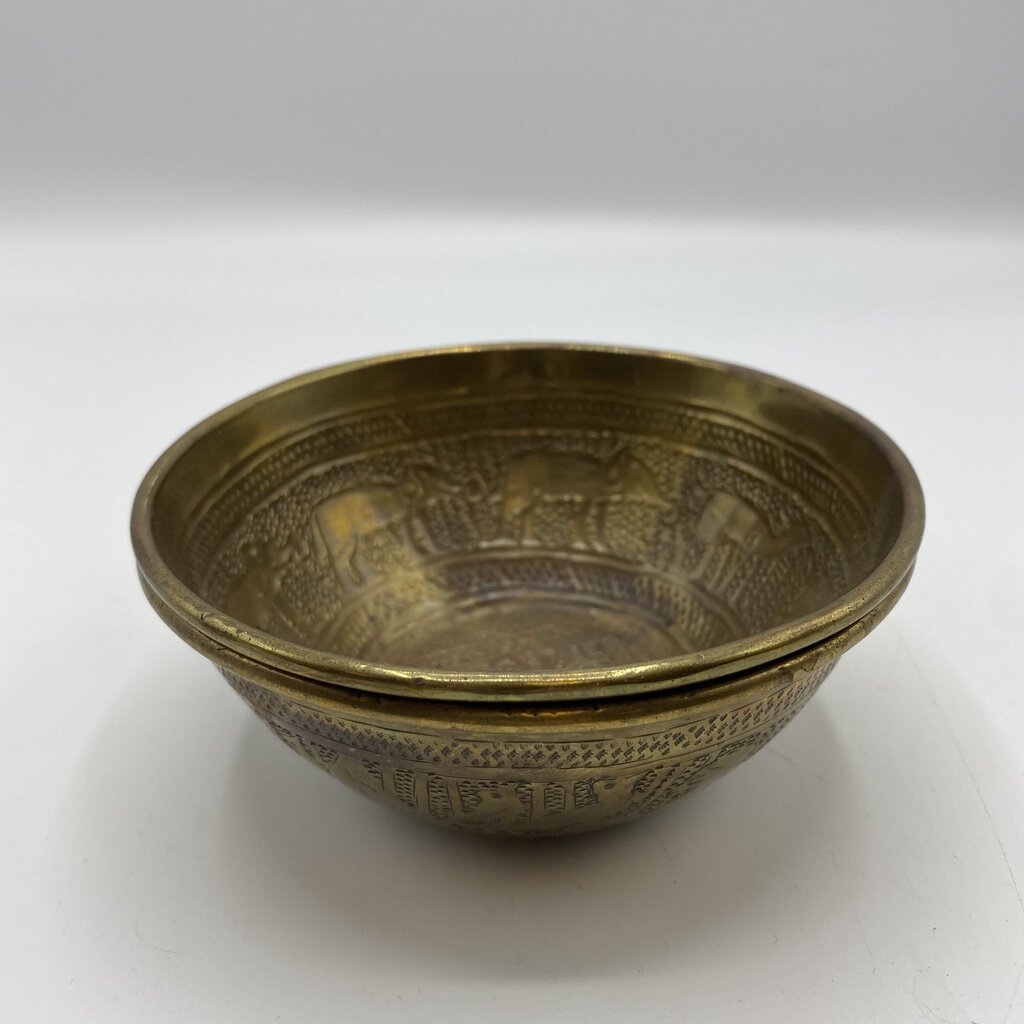 Vintage Egyptian Brass Stacking Bowls - Set of 2