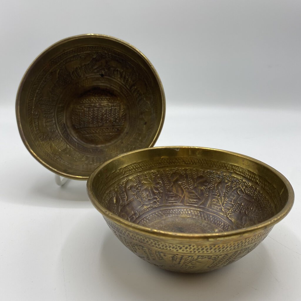 Vintage Egyptian Brass Stacking Bowls - Set of 2