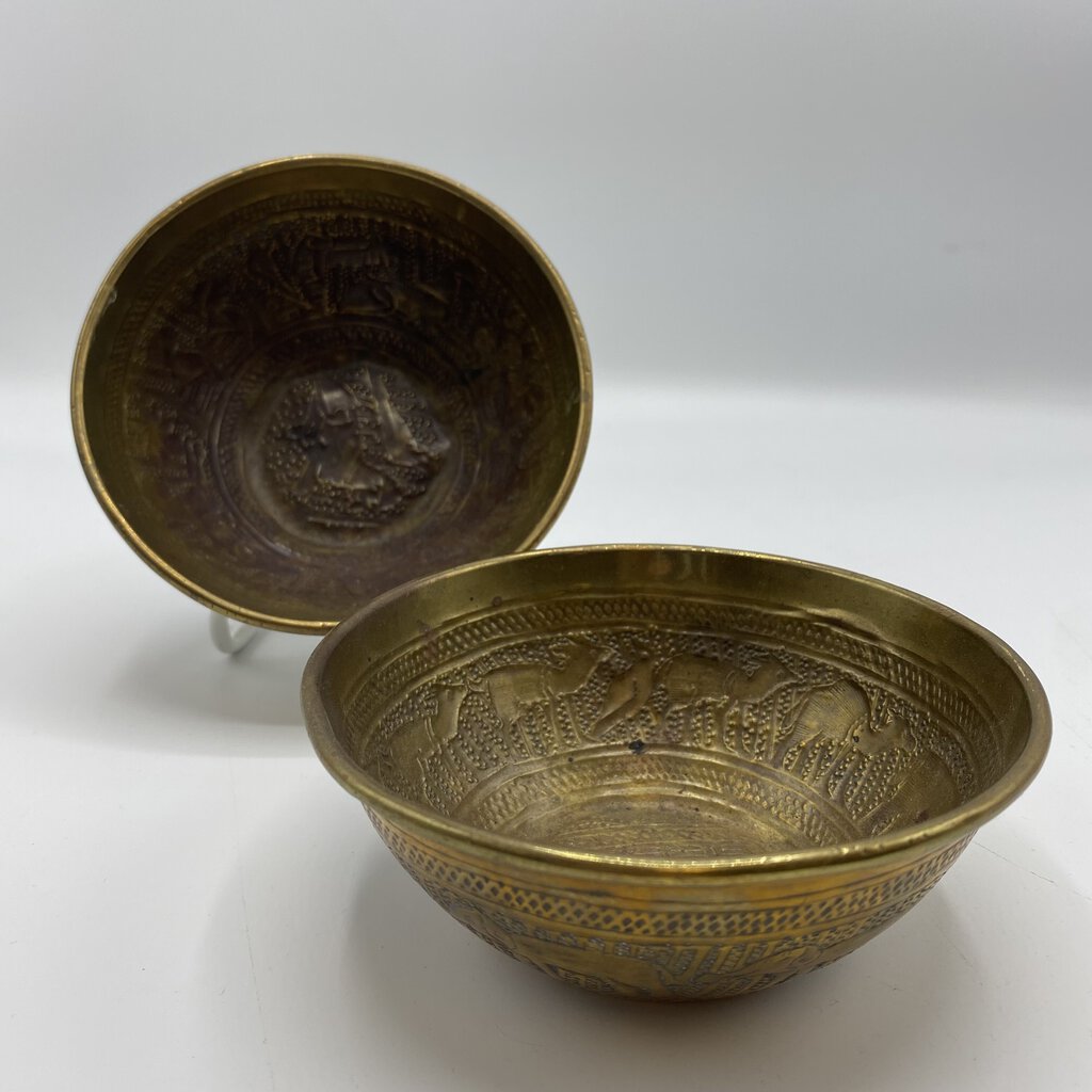 Vintage Egyptian Brass Stacking Bowls - Set of 2