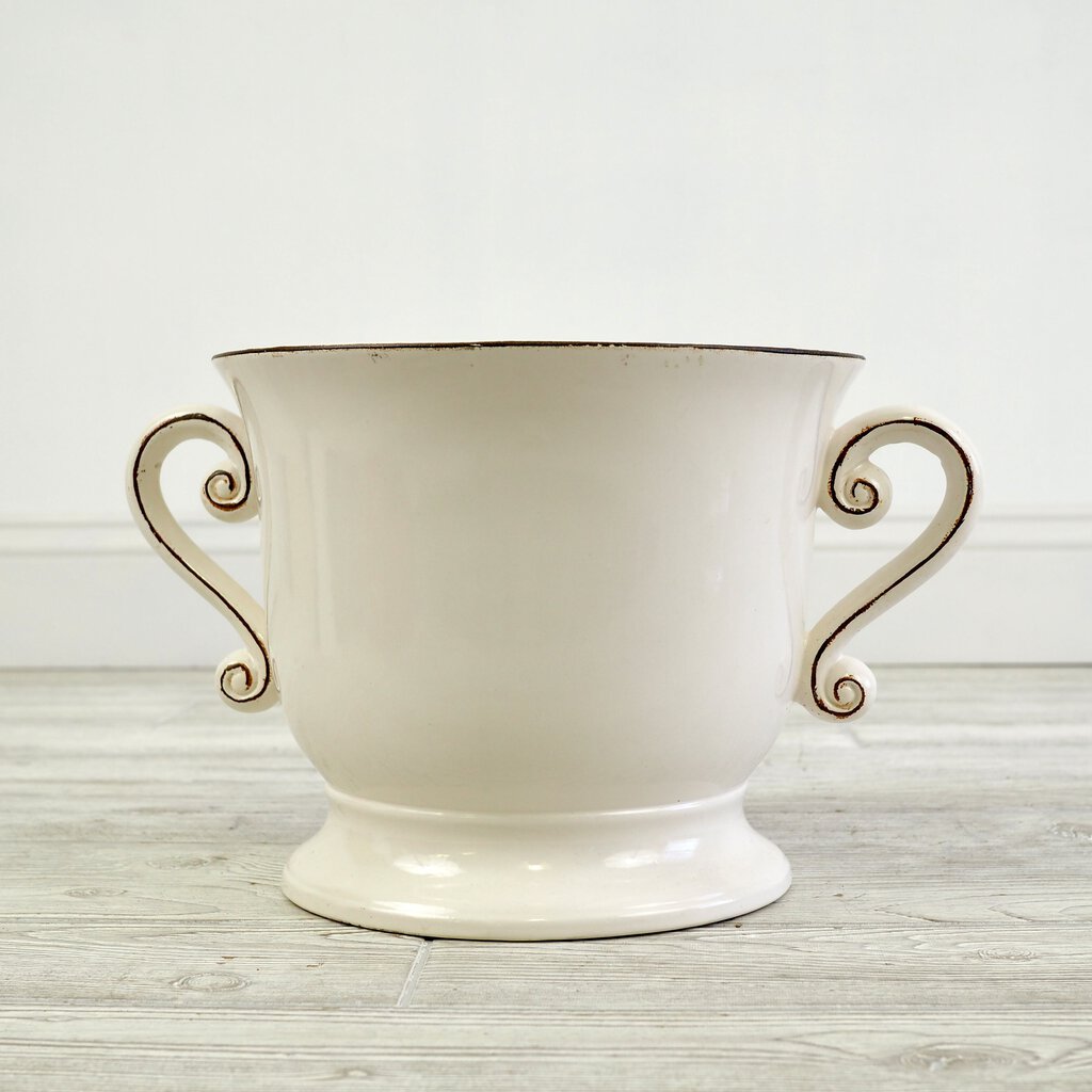 White Chamber Pot 10 1/2 Diameter /g