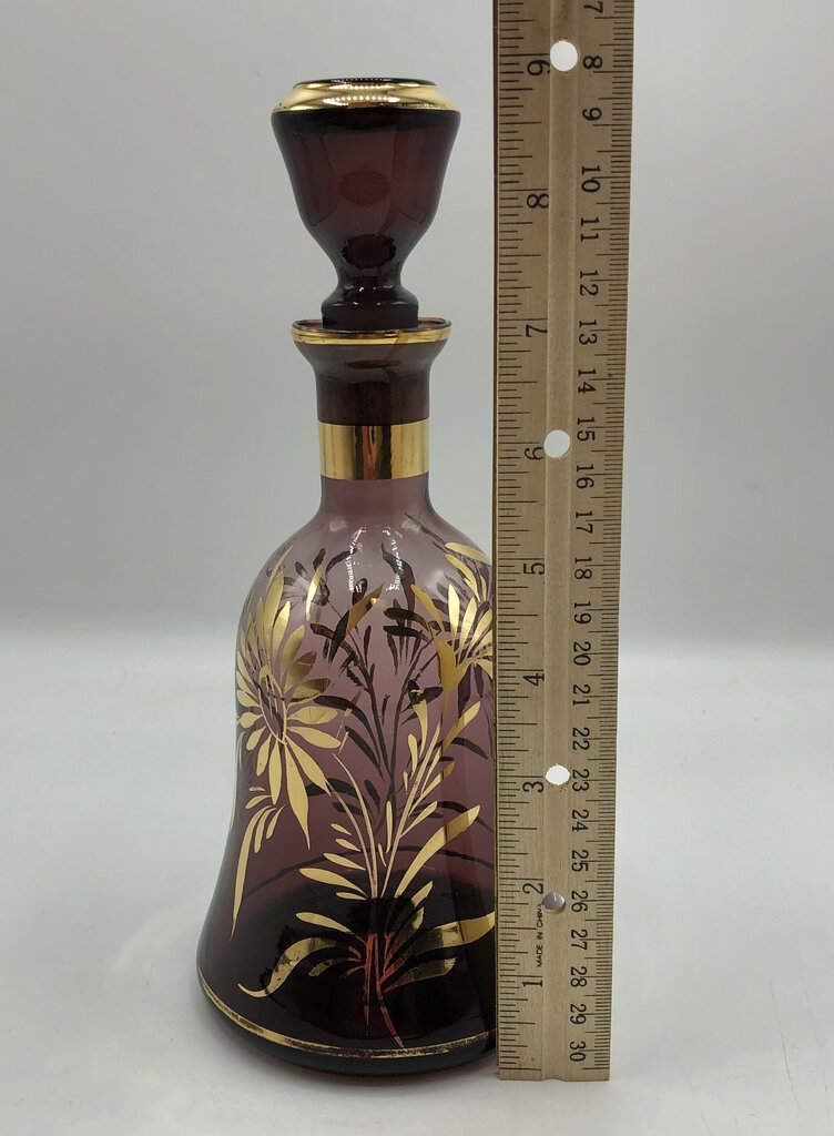 Venetian Amethyst Glass Decanter w/ Stopper Italy /b