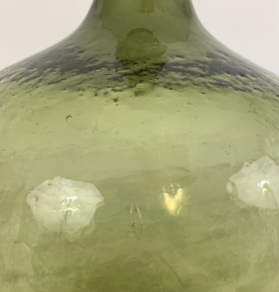 Vintage Green Glass Demijohn Bottle/hg