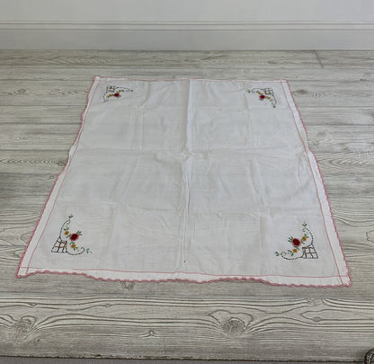 Vintage Hand-Embroidered Kitchen Tablecloth /hg