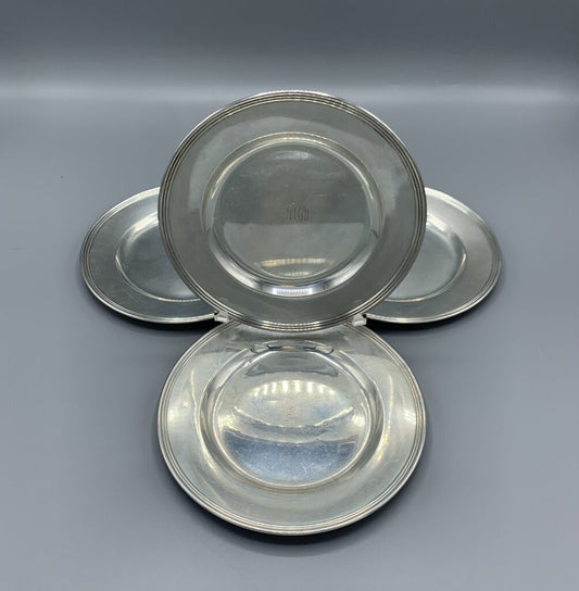 Sterling Silver “Lord Saybrook” Bread Plates Set/4 by International Silver Company Pattern H413 /hg