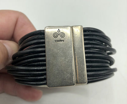 Silver Linings Black Leather Bar Bracelet ~ Spain /b