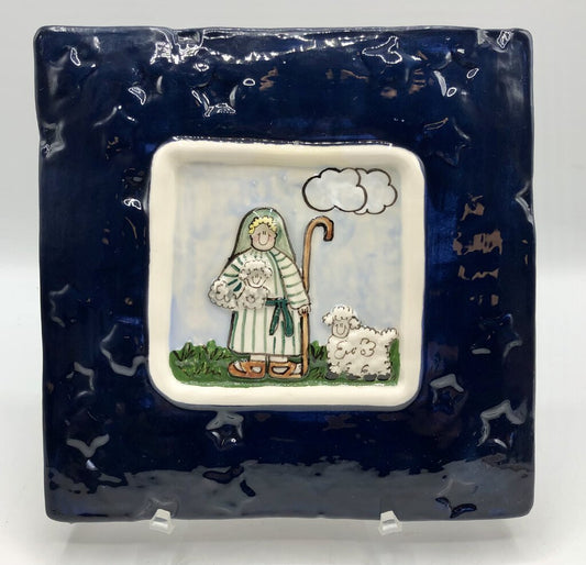 1992 Nancy Deyoung Vogelzang “Shepherd Boy” Art Pottery Tile /b