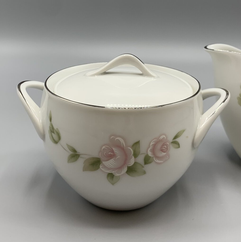 Mid-Century Style House “Tudor Rose” Sugar Bowl and Creamer Set /hg