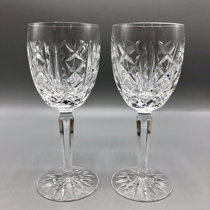 Set of 2 Waterford Crystal “Glengarriff” 6 1/2” Claret Wine Glasses /b