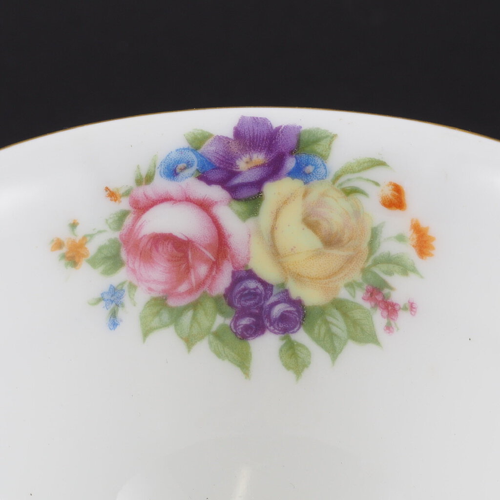 1926 1927 ROSENTHAL 136 Bavaria Rose Floral Basket Weave Cream Soup & Saucer /g