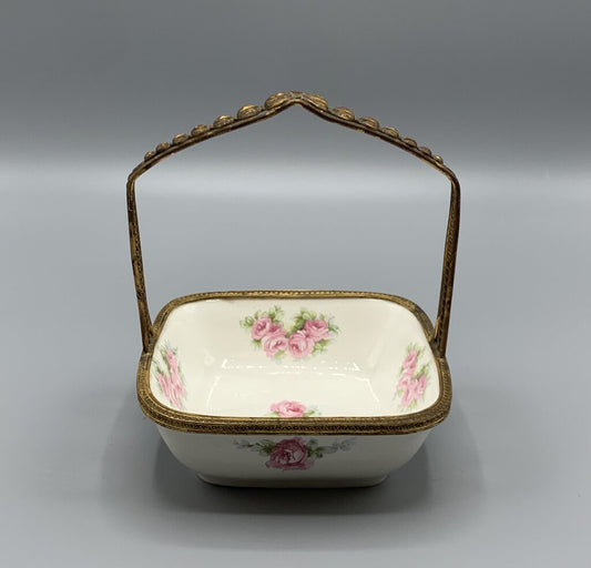 Max Roeser German Porcelain Rose Basket /hg