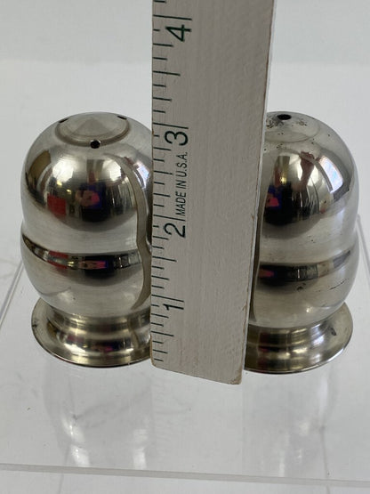 Hedko Signed Spun Pewter Salt and Pepper Shakers 1989 3” tall /r