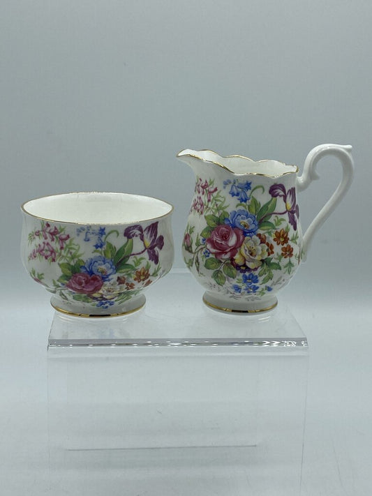 Royal Albert Bone China England Open Sugar Bowl & Creamer Multi-colored /r