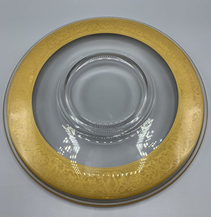 Vintage Glastonbury-Lotus Georgian Gold Cupped Torte Plate, Round Platter /hg