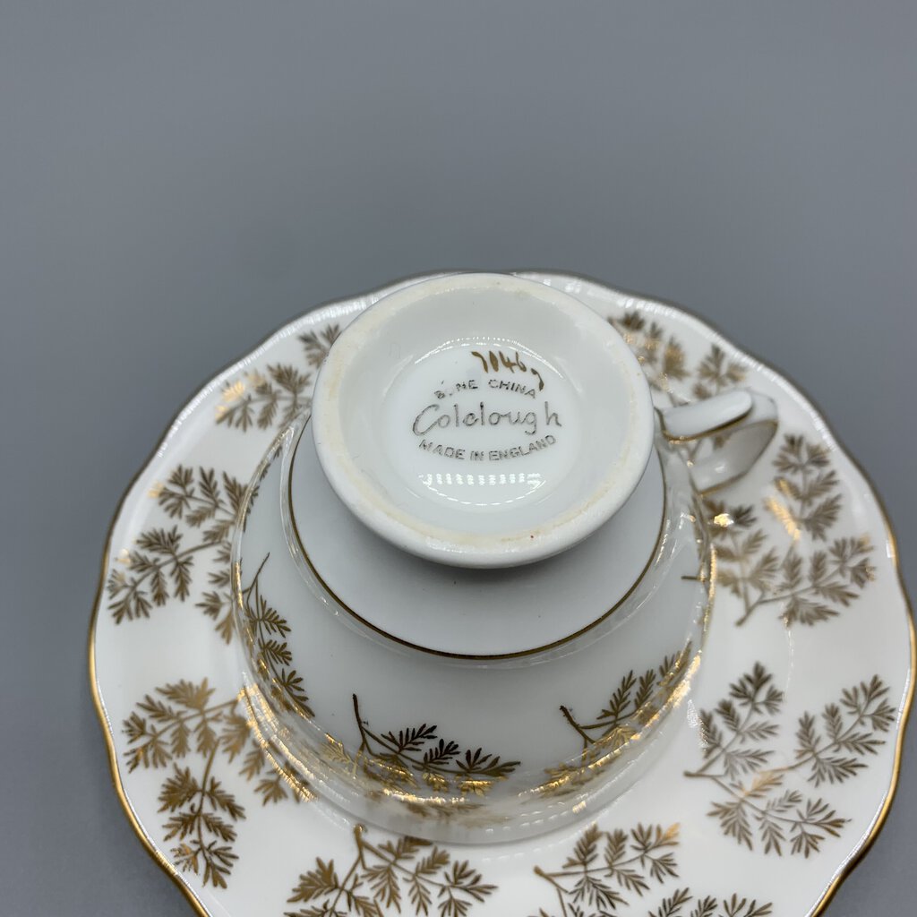 Vintage Colclough Bone China Fern Teacup and Saucer /hg