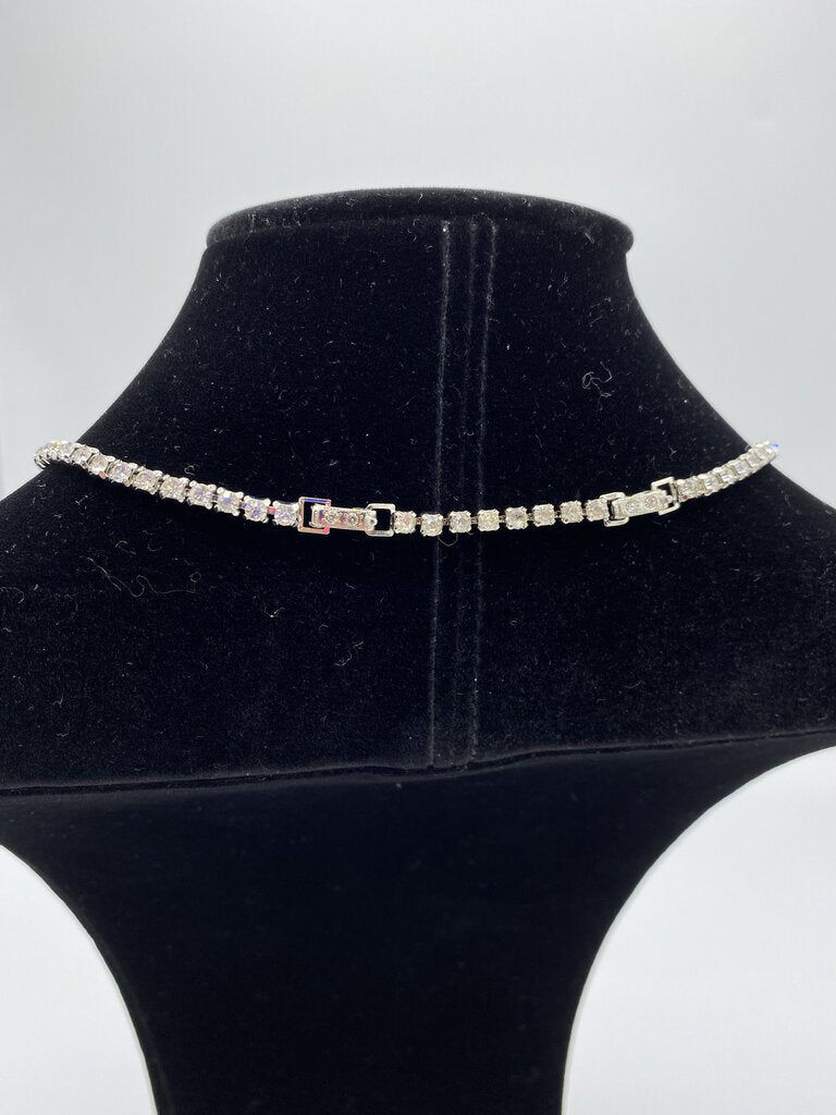 Vintage Rhinestone Choker Necklace w/extender /r