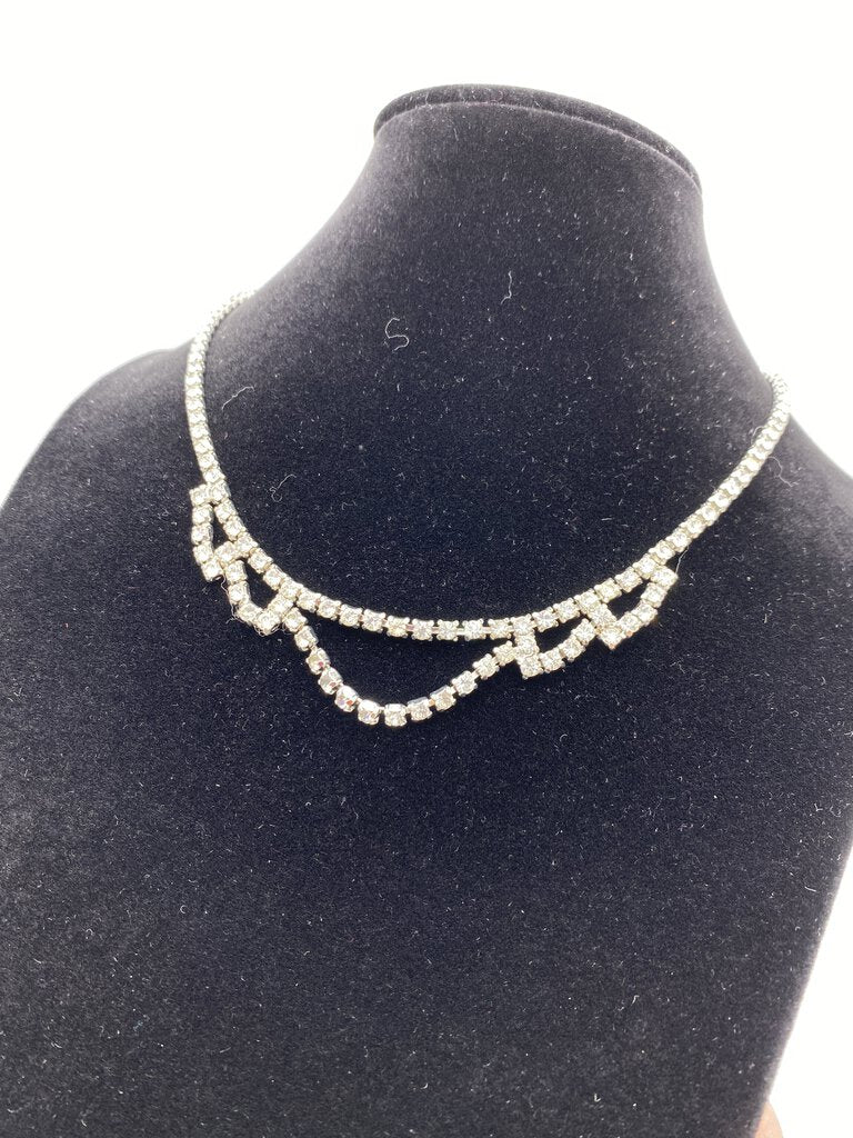 Vintage Rhinestone Choker Necklace w/extender /r