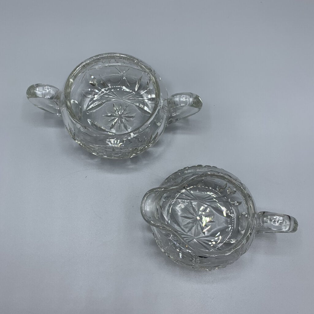 Antique American Brilliant Cut Crystal Sugar and Creamer Set /hg