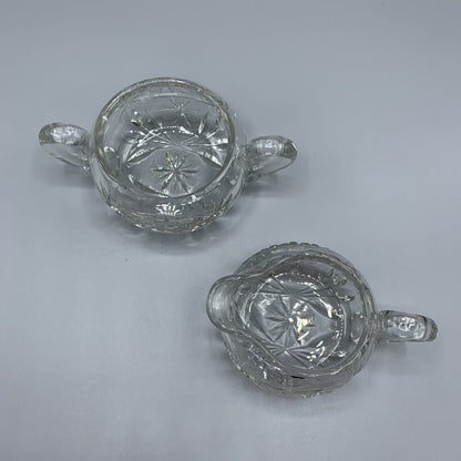 Antique American Brilliant Cut Crystal Sugar and Creamer Set /hg