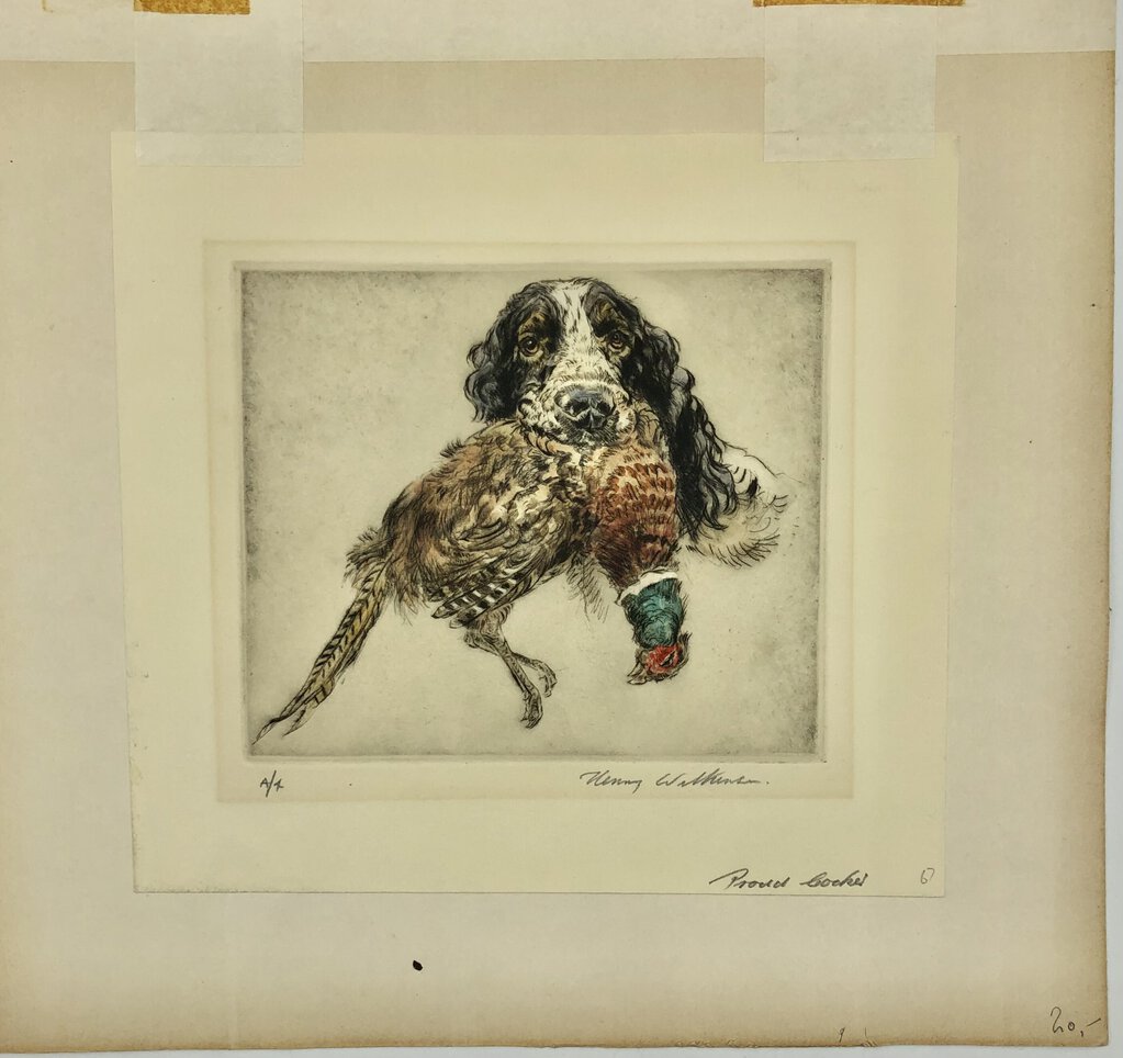 Henry Wilkinson Artist Proof “Proud Cocker” Colored Dry Point Etching Signed /b