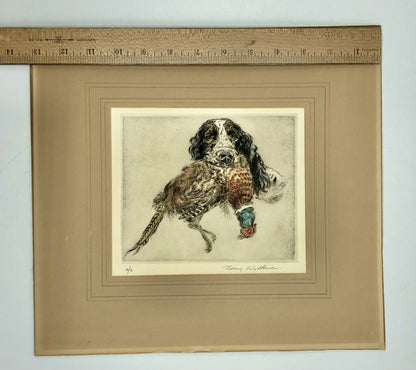 Henry Wilkinson Artist Proof “Proud Cocker” Colored Dry Point Etching Signed /b