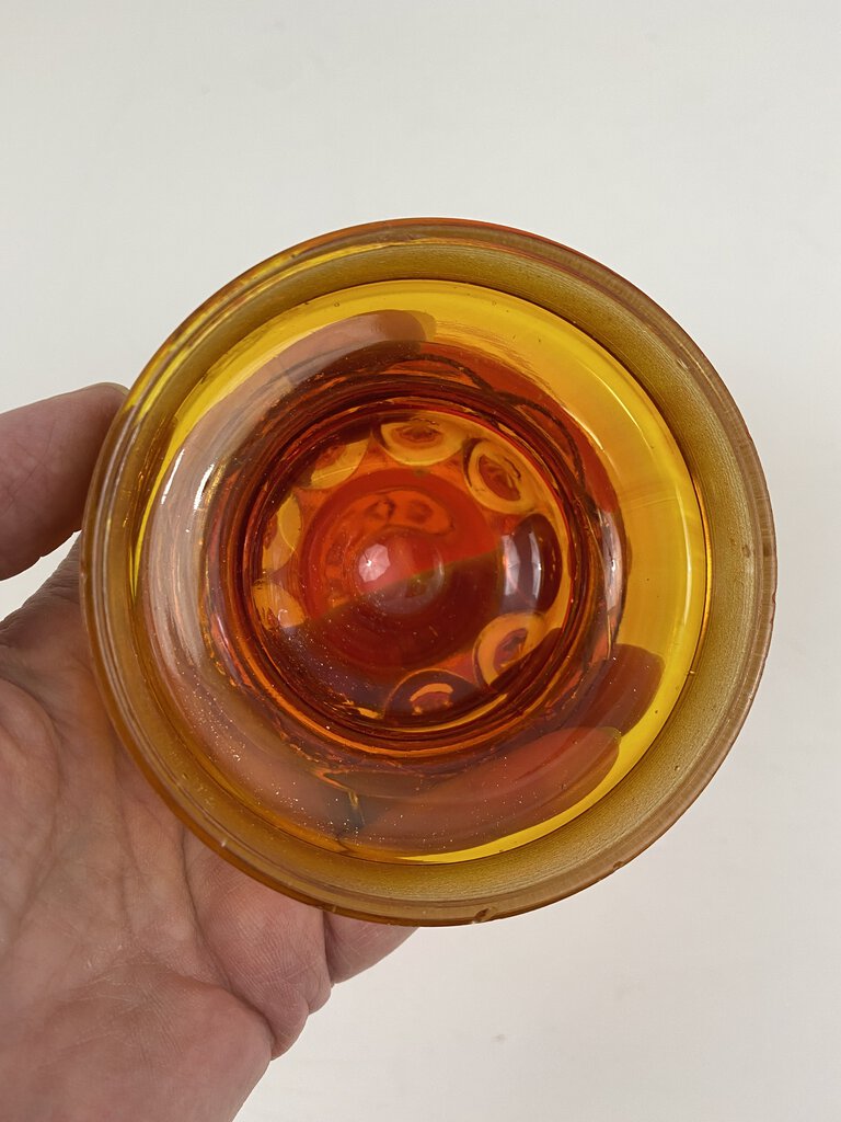 Vintage L.E.Smith Amberina Glass 7” Canister Star & Moons Pattern /r