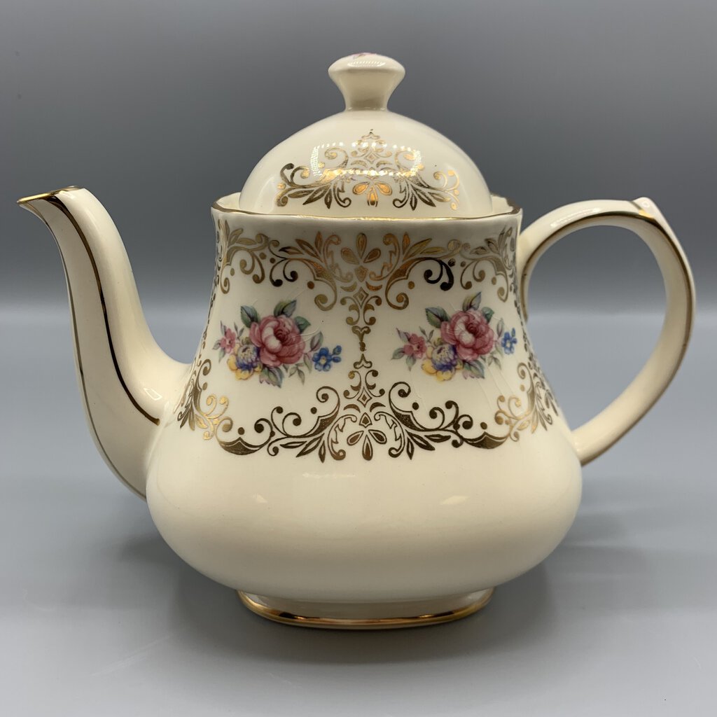 Antique Sadler Gold Filigree and Flowers Teapot /hg