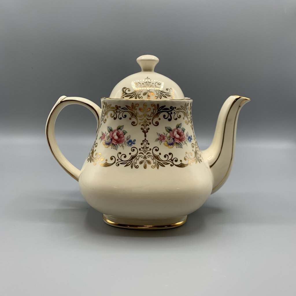 Antique Sadler Gold Filigree and Flowers Teapot /hg