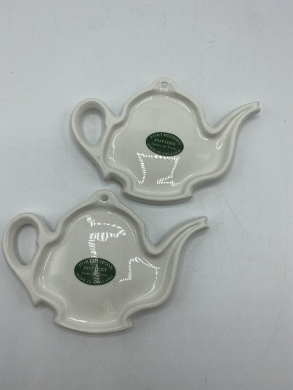 Portmeirion Pottery Set of 2 Tea Bag Holders Pear & Cherry /r