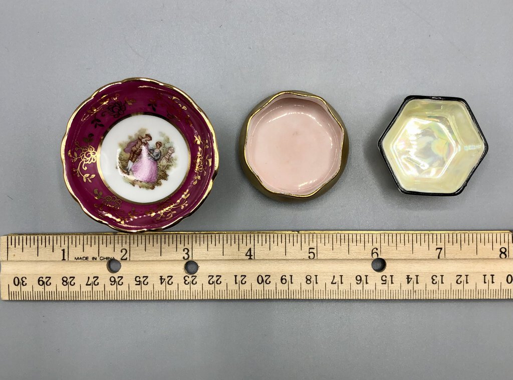 Lot of 3 Limoges France Porcelain Salt Cellars /b