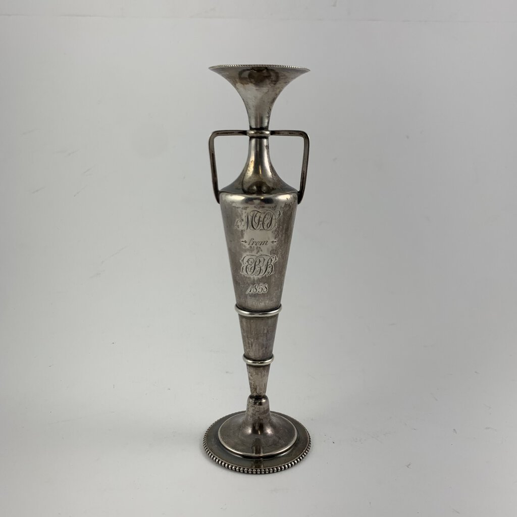 Antique Silver Urn or Trophy-Style Engraved Bud Vase /hg