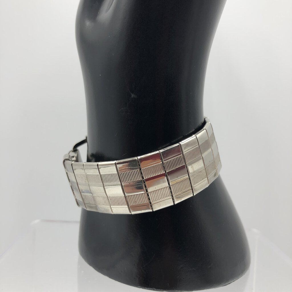 Vintage Stainless Metal Link Cuff Bracelet /b