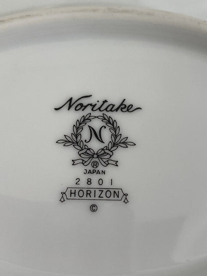 Noritake Horizon Black Band Greek Key Patten Gravy Boat w/Underplate /r