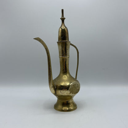 Etched Solid Brass Surahi Aftaba Ewer Dallah /bh