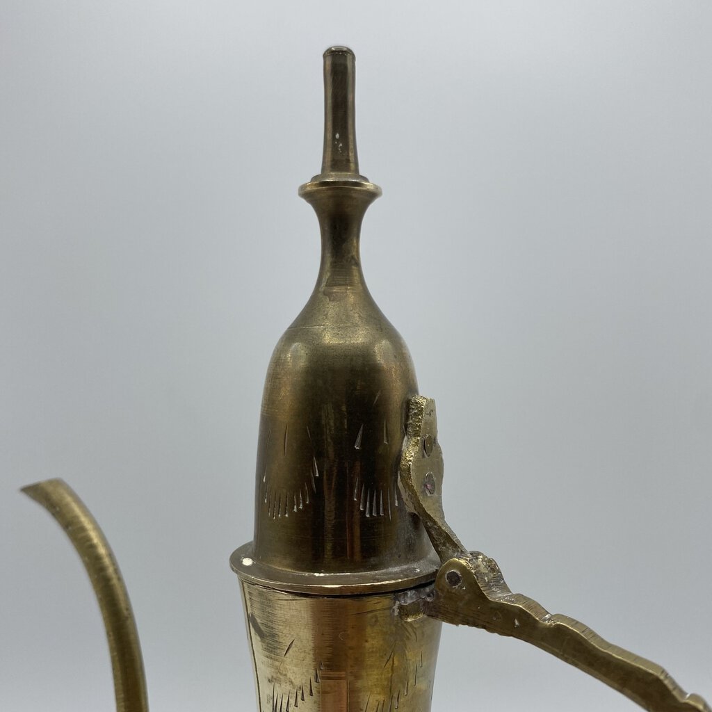 Etched Solid Brass Surahi Aftaba Ewer Dallah /bh