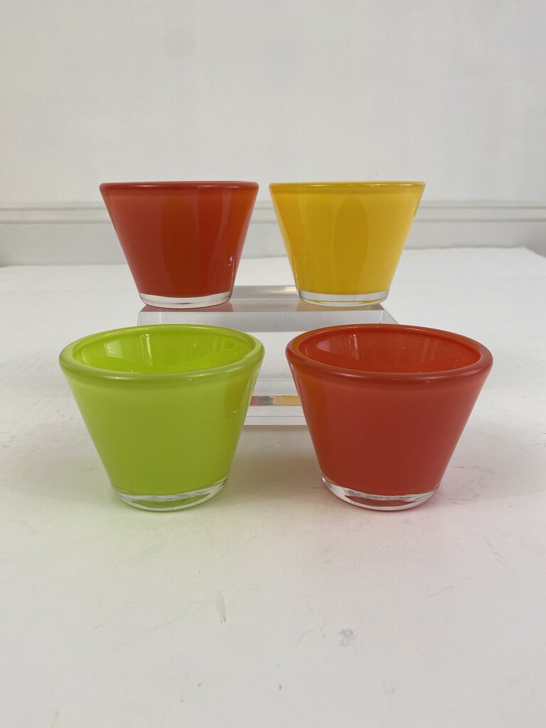 Crate & Barrel Lolli Votive Candle Holders Set of 4 Orange/Lime/Lemon EUC /roh