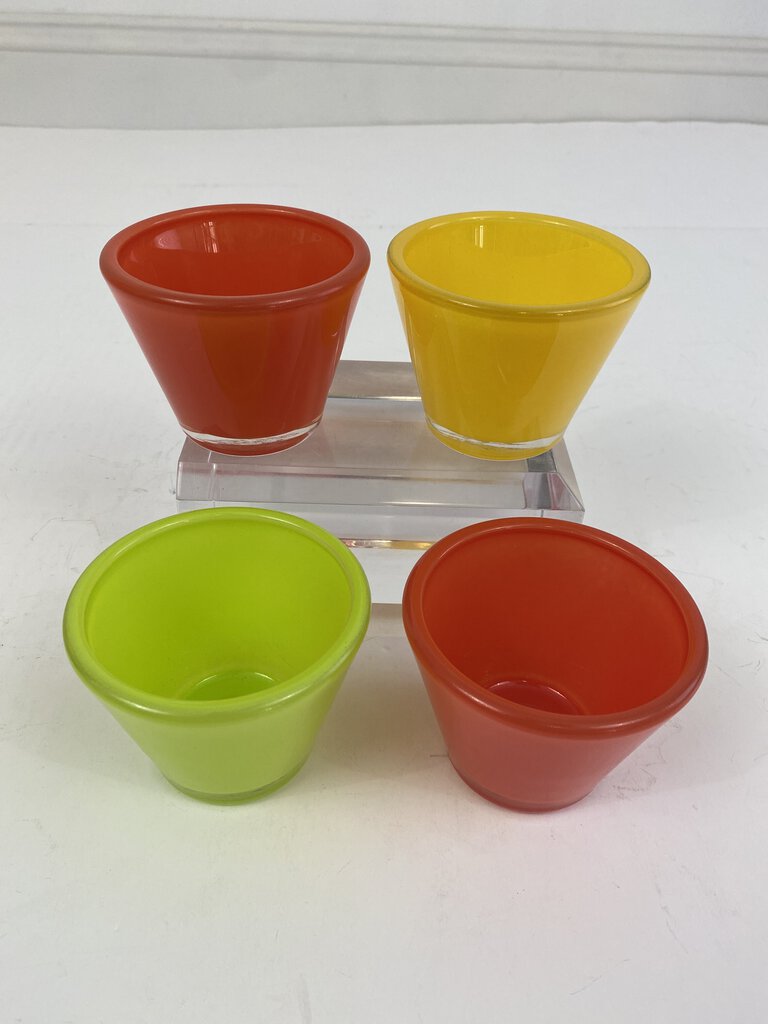 Crate & Barrel Lolli Votive Candle Holders Set of 4 Orange/Lime/Lemon EUC /roh