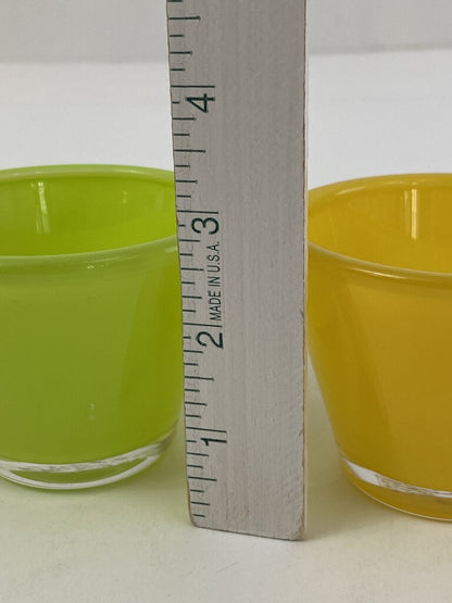 Crate & Barrel Lolli Votive Candle Holders Set of 4 Orange/Lime/Lemon EUC /roh