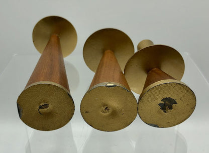 Vintage Danish Set of 3 Teak Candle Holders /b