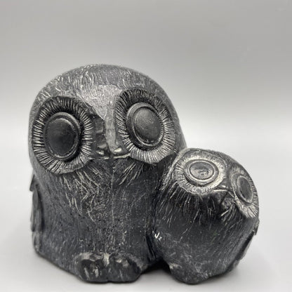 Pair of Owls Soapstone Sculpture - Tom Wolf Original /bh