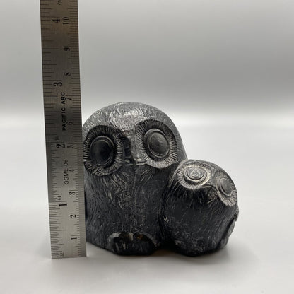 Pair of Owls Soapstone Sculpture - Tom Wolf Original /bh