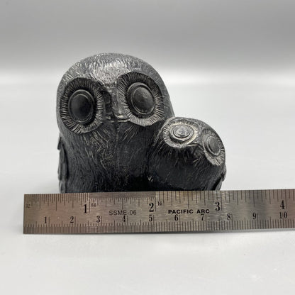 Pair of Owls Soapstone Sculpture - Tom Wolf Original /bh