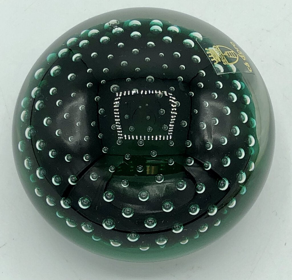 Seguso Ca’D’oro Controlled Bubble Emerald Paper Weight /b