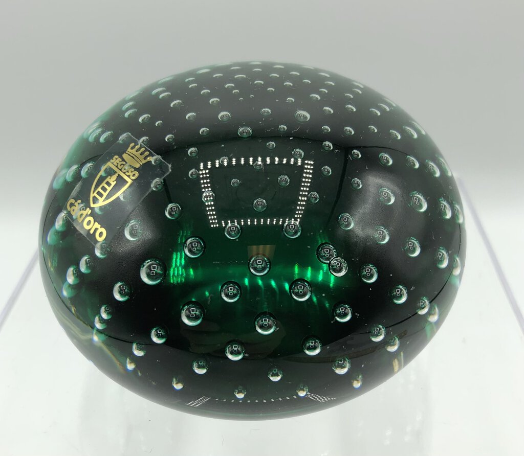 Seguso Ca’D’oro Controlled Bubble Emerald Paper Weight /b