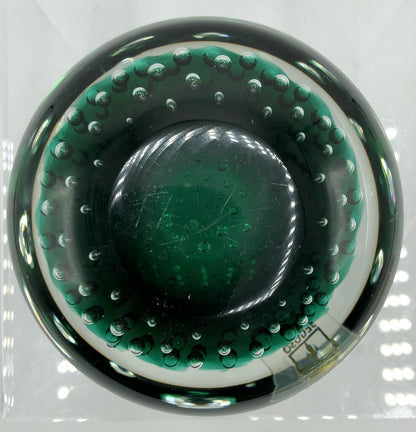 Seguso Ca’D’oro Controlled Bubble Emerald Paper Weight /b