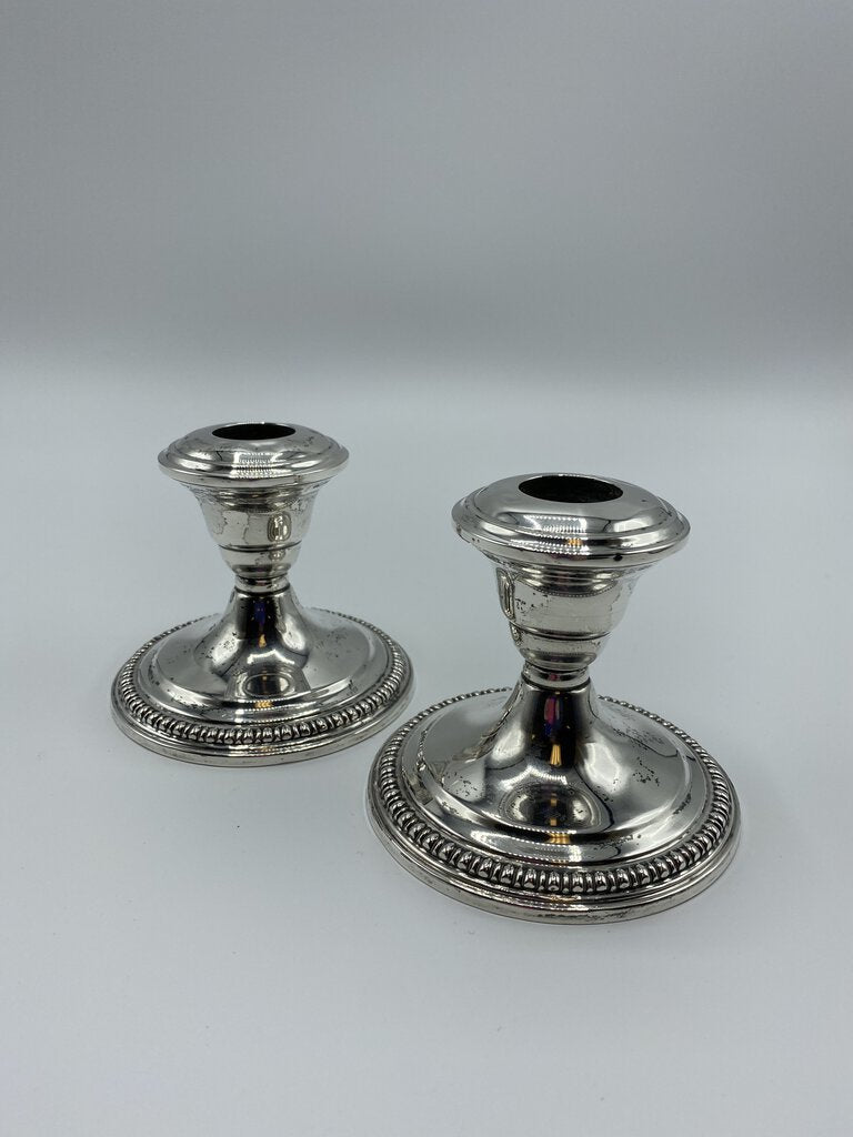 W.M. Rogers Weighted Sterling Silver Candlestick Holders 424 grams /ro