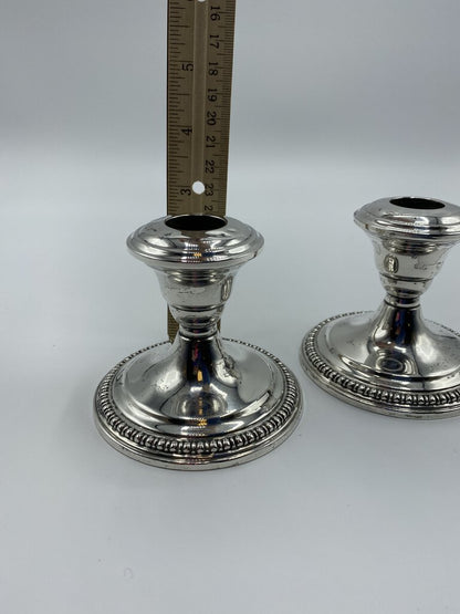 W.M. Rogers Weighted Sterling Silver Candlestick Holders 424 grams /ro